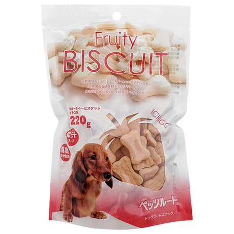 DoggyMan Biscuits Strawberry ДОГГІМЕН БИСКВІТ ПОЛУНИЦЯ фруктове печиво, ласощі для собак, Вага: 0.22 кг