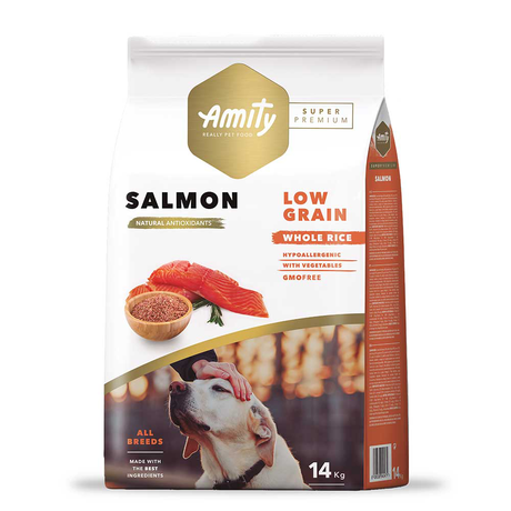 Amity Super Premium Low Grain Salmon для дорослих собак всіх порід (лосось)