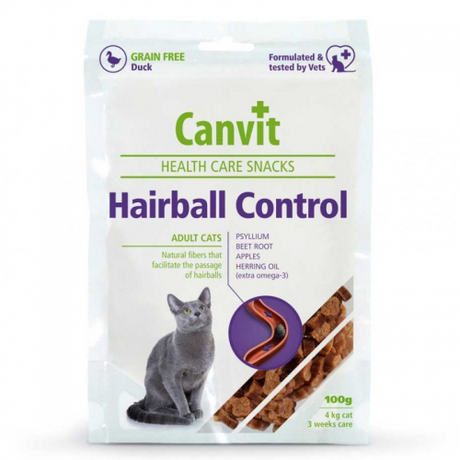 Canvit Hairball Control напіввологі ласощі з качкою для котів