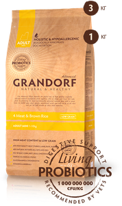 Сухий корм Grandorf 4 Meat & Brown Rice Adult Mini Breeds для дорослих собак малих порід (4 види м'яса з бурим рисом)