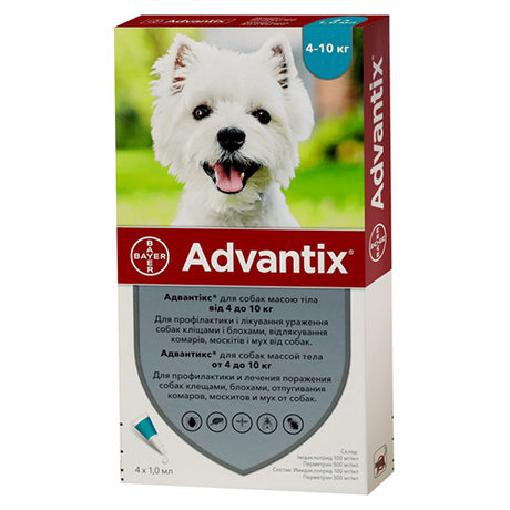 Bayer Advantix (Адвантікс) каплі від бліх та кліщів для собак вагою 4-10 кг