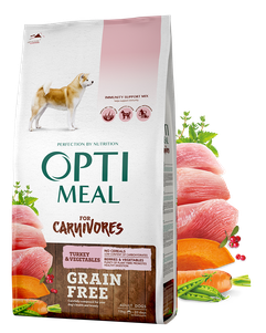 Сухий корм Optimeal Dog Adult Grain Free Turkey & Vegetables беззерновий корм для дорослих собак всіх порід (індичка і овощи)