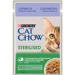 Cat Chow Влажный Корм Для Стерилизованных Кошек Кусочки С Ягненком И Зеленой Фасолью В Подливке, 85 Г Фото Зоомагазина Dog.Com.Ua