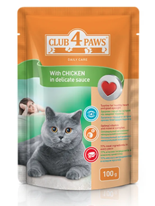 КЛУБ 4 ЛАПИ повнораційний консервований корм для дорослих кішок «З куркою у делікатному соусі»