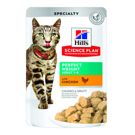Hill'S Science Plan Adult Perfect Weight Вологий Корм Для Підтримання Оптимальної Ваги Дорослих Котів, З Куркою, Пауч Фото Від Dog.Com.Ua
