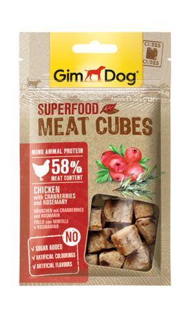 GimDog Superfood Мясные кубики с курицей, клюквой и розмарином для собак