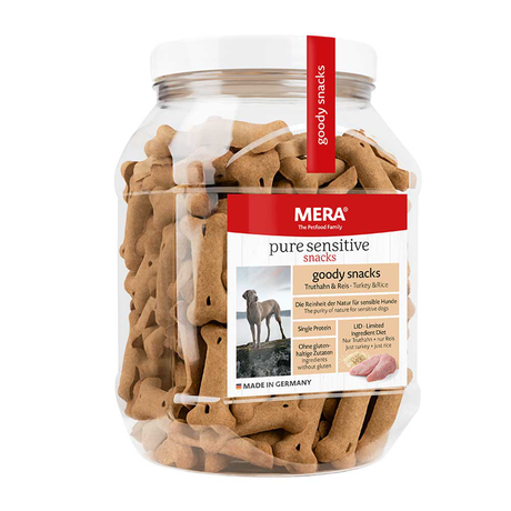 Mera good snacks pure sensitive Truthahn & Reis снеки для чутливих собак із індичкою та рисом, 600 гр