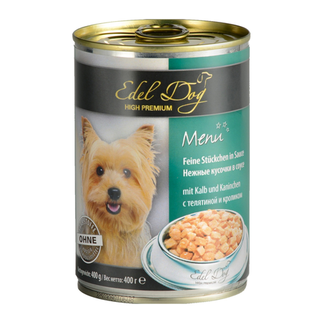 Edel Dog консерва для собак телятина и кролик в соусе