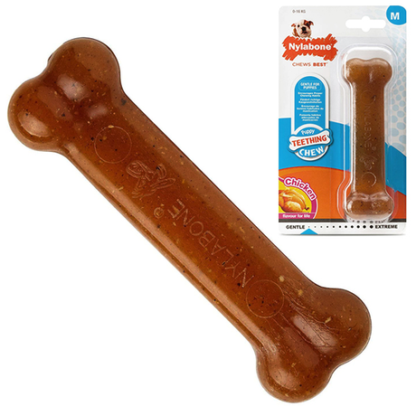 Nylabone Puppy Chew Bone кістка жувальна іграшка для цуценят, СМАК КУРКИ (легке гризіння)