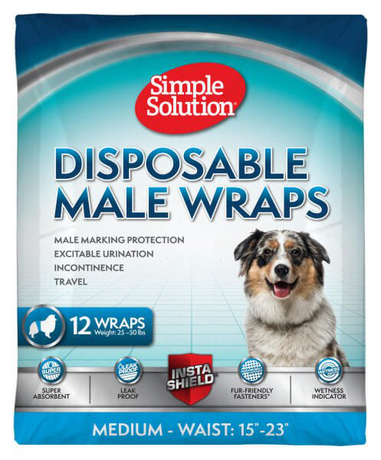 Simple Solution Disposable Wrap Medium Вологопоглинаючий гігієнічний поясок для кобелів середніх порід