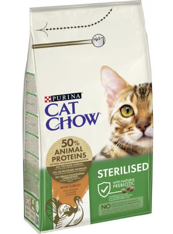 Cat Chow (Кет Чау) Sterilised сухий корм з індичкою для кастрованих котів і стерилізованих кішок