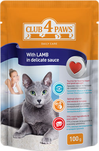 Клуб 4 Лапи (Club 4 Paws) Вологий Корм Для Котів Із Ягням У Делікатному Соусі Фото Зоомагазину Dog.Com.Ua