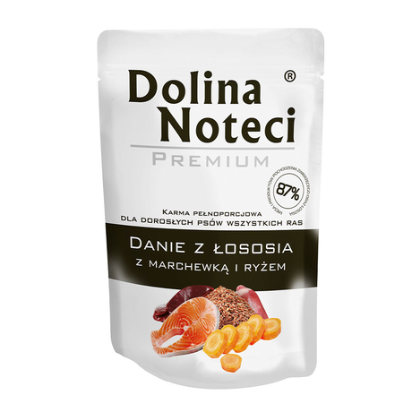Пауч Dolina Noteci Premium Danie для взрослых собак всех пород, лосось с морковью и рисом