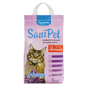 Природа Sani Pet Наповнювач Бентонітовий Великий З Лавандою, 5Кг Фото Зоомагазину Dog.Com.Ua
