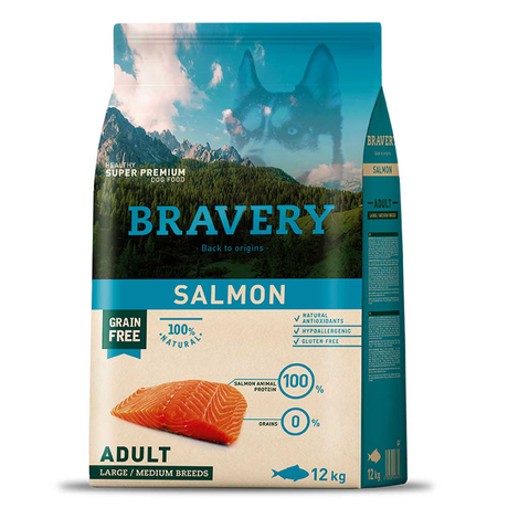 Сухой корм Bravery (Бравери) Salmon Large/Medium Adult беззерновой для взрослых собак средних и крупных пород (лосось)