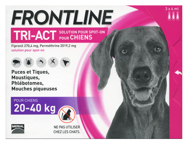 FrontLine Tri-Act капли от блох и клещей Фронтлайн Три-Акт для собак весом 20-40 кг