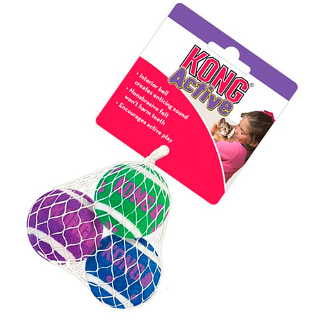 Kong іграшка для кішок тенісні м'ячі з бубонцями 3 шт.