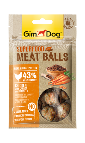 GimDog Superfood М'ясні кульки з куркою, морквою та насінням льону для собак