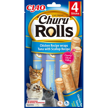Inaba Churu Rolls Лакомство Для Кошек, Курица/Тунец/Морской Гребешок 4*10 Г Фото От Dog.Com.Ua