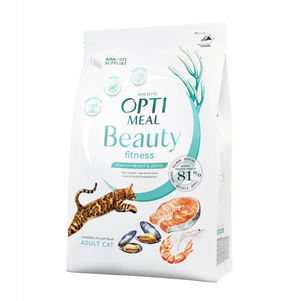 Optimeal Beauty Fitness сухой корм для взрослых кошек на основе морепродуктов