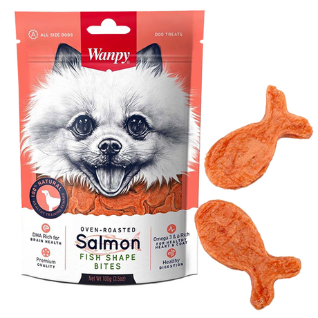 Wanpy Salmon Fish Shape Bites Ванпи Шматочки Лосось Рибки Ласощі Для Собак Фото Від Dog.Com.Ua
