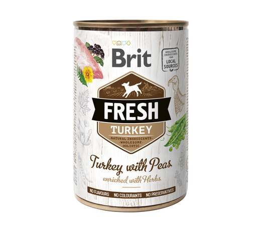 Консерва Brit Fresh Dog з індичкою та горошком для собак