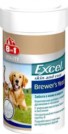 8in1 Excel Brewers Yeast кормова добавка для собак та котів на основі пивних дріжджів