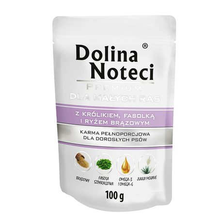 Пауч Dolina Noteci Premium Для Собак Маленьких Порід З Кроликом,Квасолею Та Корич, Рисом, 100 Г Фото Від Dog.Com.Ua