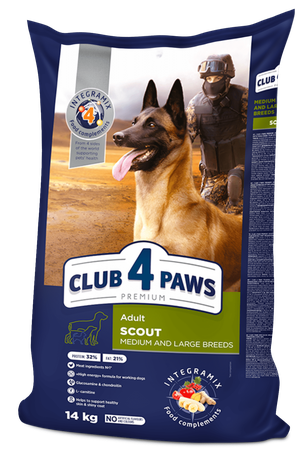 Сухий корм Клуб 4 лапи Premium Scout для дорослих собак середніх і великих порід