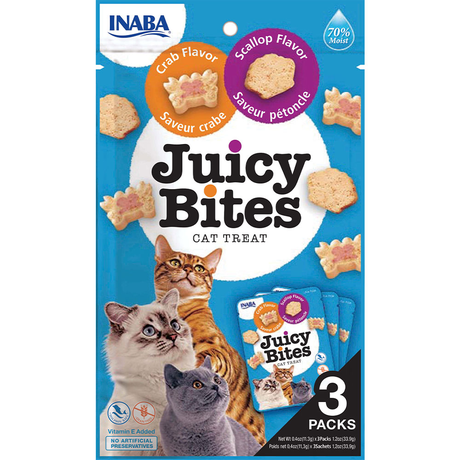 INABA Juicy Bites ласощі для котів, соковиті снеки зі смаком гребінця і краба 3*11,3 г
