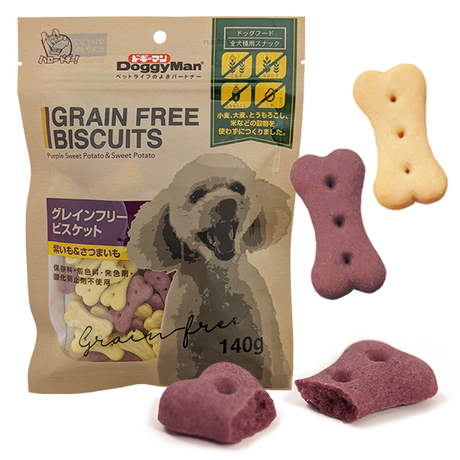 DoggyMan Biscuits Purple Sweet Potato&Sweet Potato ДОГГІМЕН БИСКВІТ ФІОЛЕТОВИЙ БАТАТ беззернове печиво, ласощі для собак, Вага: 0.14 кг
