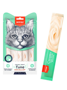 Wanpy Creamy Lickable Treats Tuna & Scallop Ванпі Тунець З Морським Гребінцем Рідкі Ласощі Для Котів Фото Зоомагазину Dog.Com.Ua