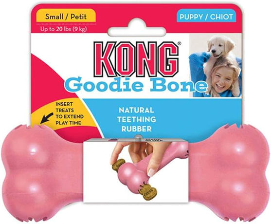 KONG (Конг) Puppy Goodie Bone міцна інтерактивна іграшка для закладки ласощів для цуценят (середнє гризіння)