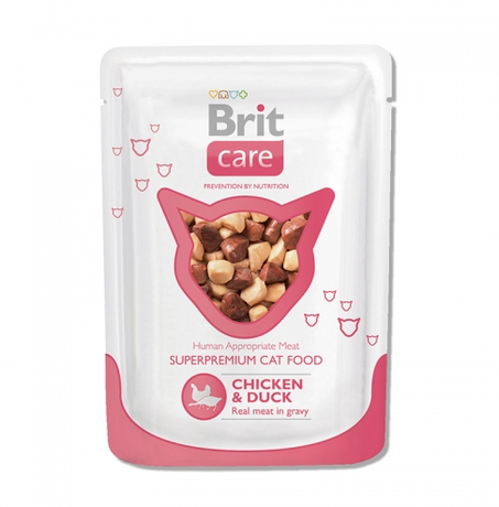 Brit Care Шматочки з куркою та качкою в соусі для кішок, пауч