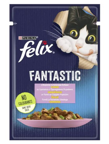 Felix Fantastic Вологий корм для котів з фореллю та зеленими бобами, 85 г