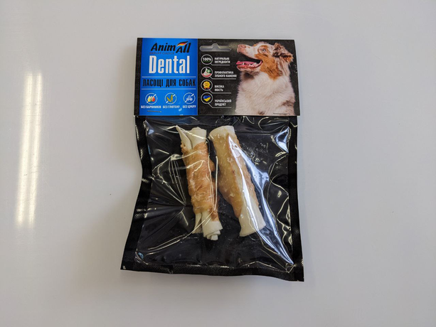 AnimAll Dental трубочка рулетик №4 з м'ясом курки, 9-10 см