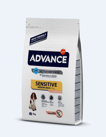 Сухой корм Advance Dog Sensitive Medium-Maxie гипоаллергенный корм для собак (лосось и рис)