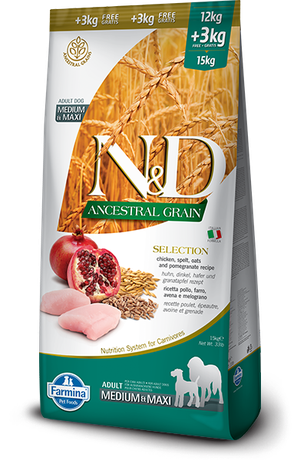 Сухий корм Farmina (Фарміна) N & D Low Grain Dog Chicken & Pomegranate Adult для дорослих собак всіх порід, з куркою
