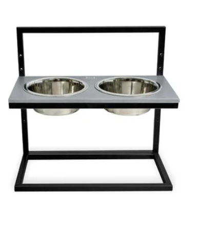 Миски На Підставці З Регульованою Висотою Lift Gray Stone + Black (Сірий Камінь + Чорні Ніжки) Фото Від Dog.Com.Ua