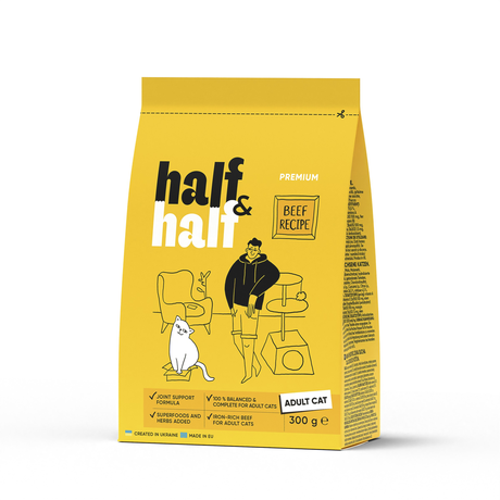 Half&Half корм сухий для дорослих котів із яловичиною