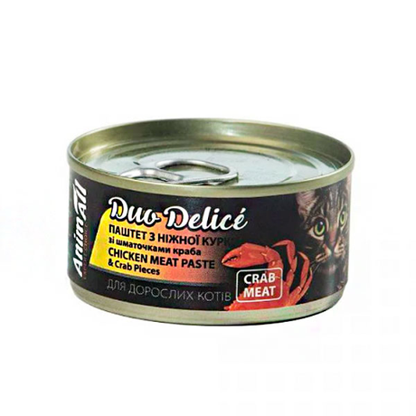 Animall Duo Delice Паштет Для Котів З Курки Зі Шматочками Краба, 80 Г Фото Від Dog.Com.Ua