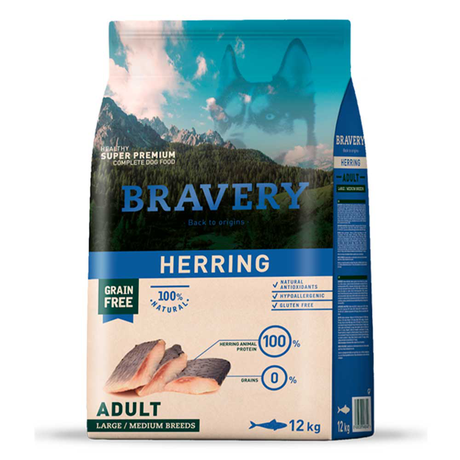 Сухий корм Bravery (Бравері) Herring Large/Medium Adult беззерновий для дорослих собак середніх та великих порід (оселедець)