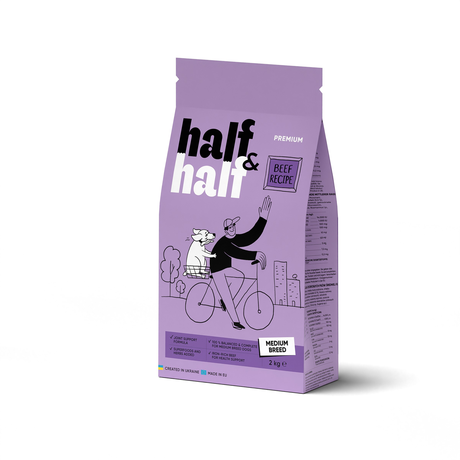 Half&Half корм сухий для дорослих собак середніх порід із яловичиною