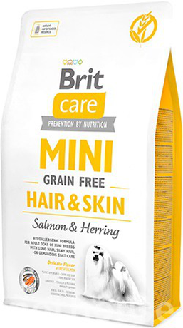 Brit Care Mini Grain Free Hair & Skin беззерновий гіпоалергенний корм для собак малих порід з чутливою шкірою (риба)