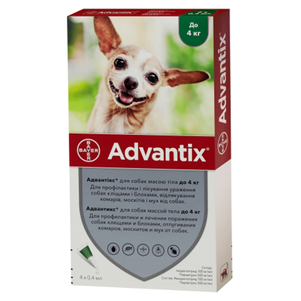Bayer Advantix (Адвантикс) капли от блох и клещей для собак весом до 4 кг