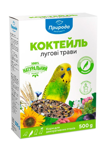 Природа Корм для волнистых попугаев Коктейль Луговые травы + семена льна 0,5 кг