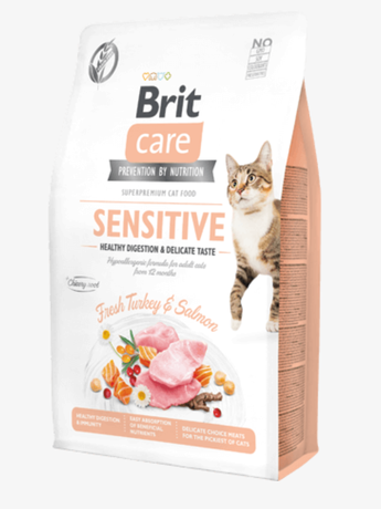 Brit Care Cat Sensitive Healthy Digestion & Delicate Taste для вибагливих кішок з чутливим травленням (індичка та лосось)