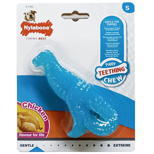 Nylabone Puppy Chew Dinosaur жевательная игрушка для щенков малых пород до 11 кг, ВКУС КУРИЦЫ (легкое грызение)