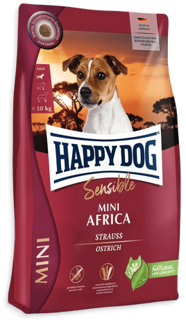 Сухой корм Happy Dog Mini Africa для взрослых собак мелких пород с мясом страуса и картофелем