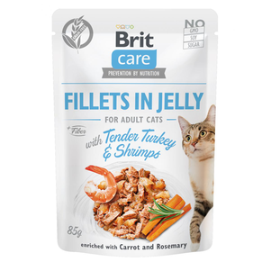 Brit Care Cat Pouch Индейка и креветки в желе 85г